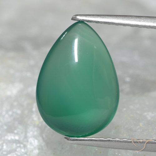 3.00ct Natural Verde frío Ágata, En forma de pera, Translúcido