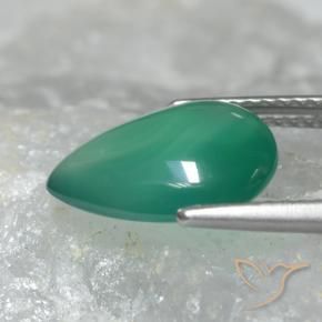 Ágata Verde frío natural de 3.00 ct, En forma de pera, Translúcido