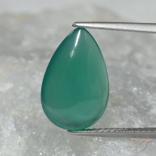 4.40ct Natural Verde frío Ágata, En forma de pera, Translúcido, Photo A