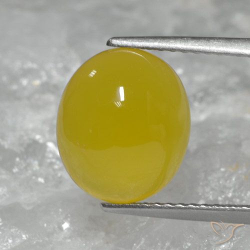 Ágata Amarillo miel natural de 4.34 ct, Ovalada, Translúcido