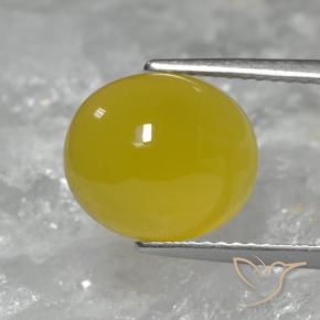 Ágata Amarillo miel natural de 4.34 ct, Ovalada, Translúcido