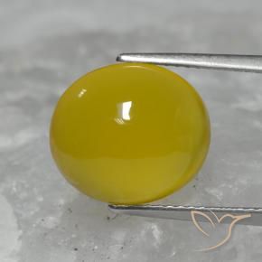 Ágata Amarillo medio natural de 5.95 ct, Ovalada, Translúcido