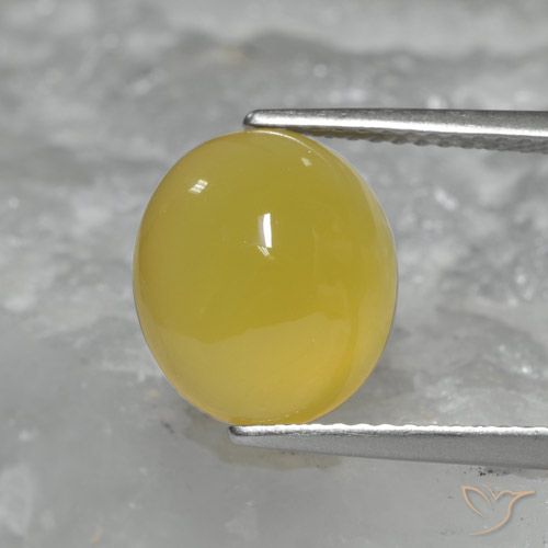 Ágata Amarillo miel natural de 4.84 ct, Ovalada, Translúcido