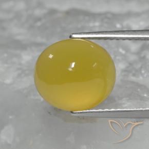 Ágata Amarillo miel natural de 4.84 ct, Ovalada, Translúcido