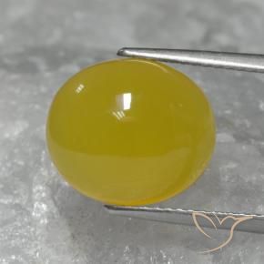 Ágata Amarillo miel natural de 6.28 ct, Ovalada, Translúcido