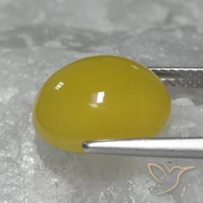 Ágata Amarillo miel natural de 6.28 ct, Ovalada, Translúcido