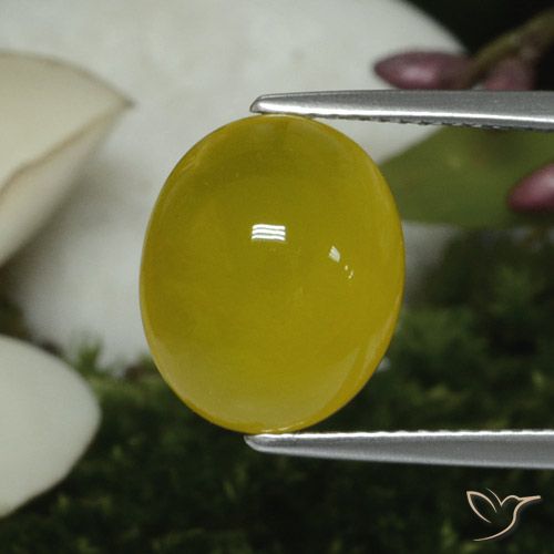 Ágata Amarillo miel claro natural de 5.60 ct, Ovalada, Translúcido