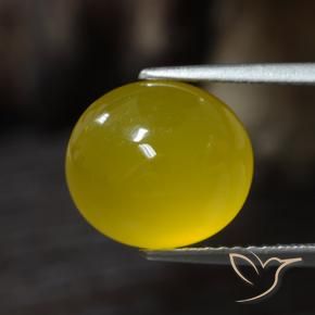 Ágata Amarillo miel claro natural de 4.30 ct, Ovalada, Translúcido