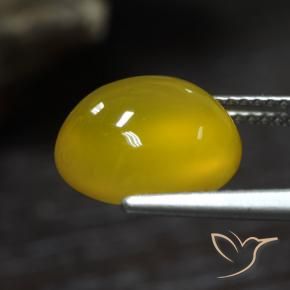 Ágata Amarillo medio natural de 5.31 ct, Ovalada, Translúcido