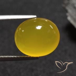 Ágata Amarillo medio natural de 5.84 ct, Ovalada, Translúcido