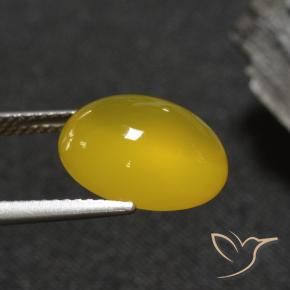 Ágata Amarillo medio natural de 5.84 ct, Ovalada, Translúcido