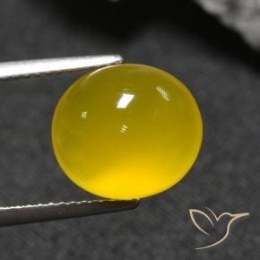Ágata Amarillo miel natural de 5.12 ct, Ovalada, Translúcido