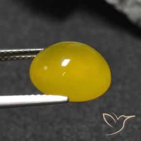 Ágata Amarillo miel natural de 5.12 ct, Ovalada, Translúcido