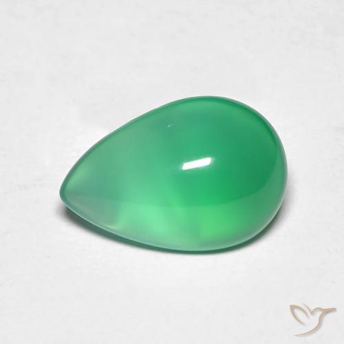 Ágata Verde cálido natural de 2.77 ct, En forma de pera, Translúcido