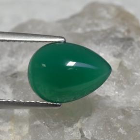 Ágata verde natural de 3,14 ct, en forma de pera, translúcido