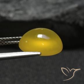Ágata Amarillo púrpura natural de 4.61 ct, Ovalada, Translúcido