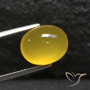 Ágata Amarillo miel natural de 4.24 ct, Ovalada, Translúcido