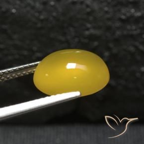 Ágata Amarillo miel natural de 4.24 ct, Ovalada, Translúcido