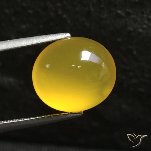 Ágata Amarillo miel natural de 5.38 ct, Ovalada, Translúcido