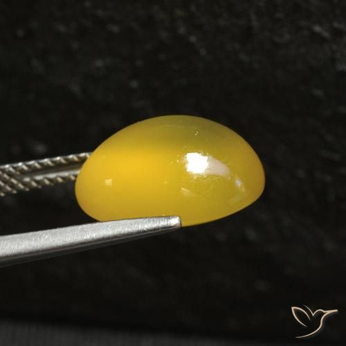 Ágata Amarillo miel natural de 5.38 ct, Ovalada, Translúcido