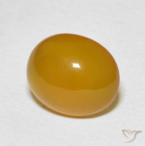 Ágata Amarillo miel claro natural de 5.36 ct, Ovalada, Translúcido