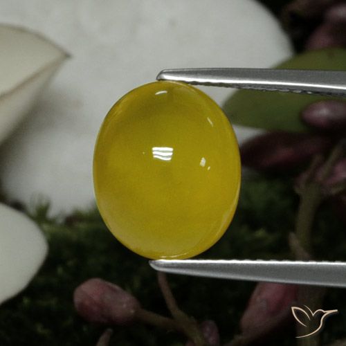 Ágata Amarillo medio natural de 4.59 ct, Ovalada, Translúcido