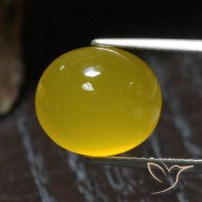 Ágata Amarillo miel natural de 5.94 ct, Ovalada, Translúcido