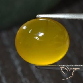 Ágata Amarillo miel natural de 3.72 ct, Ovalada, Translúcido