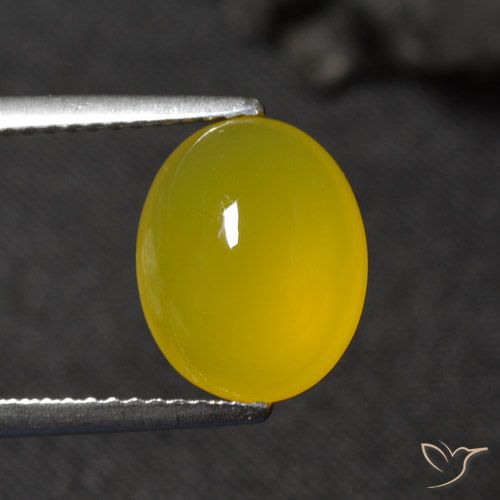 Ágata Amarillo miel natural de 3.41 ct, Ovalada, Translúcido