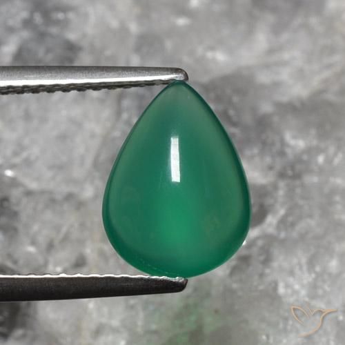 2.40ct Natural Verde bosque Ágata, En forma de pera, Translúcido