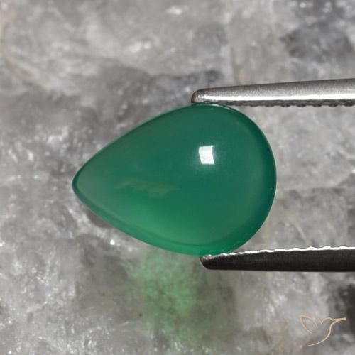 Ágata Verde bosque natural de 2.40 ct, En forma de pera, Translúcido