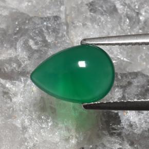 Ágata Verde medio natural de 2.08 ct, En forma de pera, Translúcido