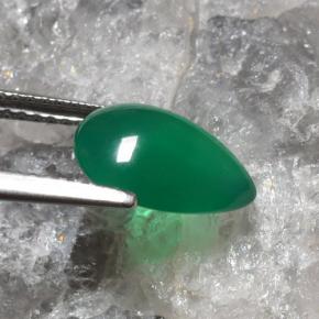 Ágata Verde medio natural de 2.08 ct, En forma de pera, Translúcido