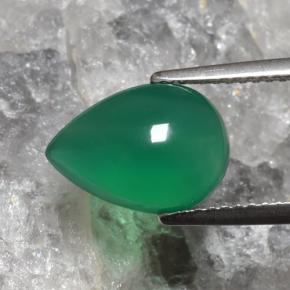 Ágata Verde medio natural de 3.08 ct, En forma de pera, Translúcido
