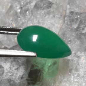 Ágata Verde medio natural de 3.08 ct, En forma de pera, Translúcido