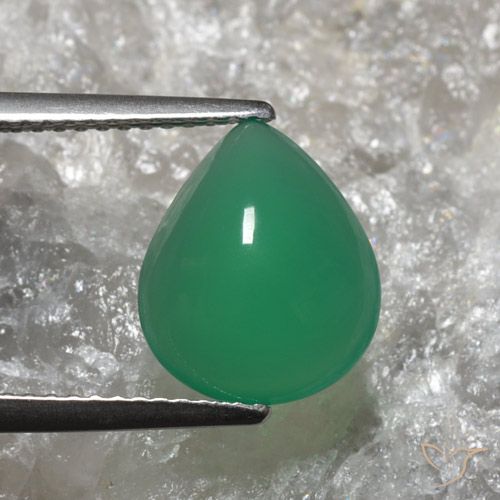 3.01ct Natural Verde cálido Ágata, En forma de pera, Translúcido