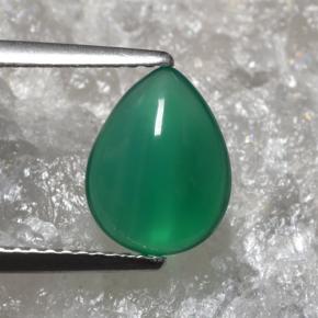 Ágata Verde cálido natural de 1.66 ct, En forma de pera, Translúcido