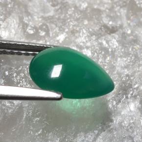 Ágata Verde cálido natural de 1.66 ct, En forma de pera, Translúcido