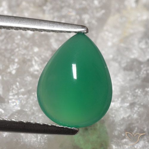 2.04ct Natural Verde cálido Ágata, En forma de pera, Translúcido
