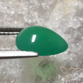 Ágata Verde cálido natural de 2.04 ct, En forma de pera, Translúcido