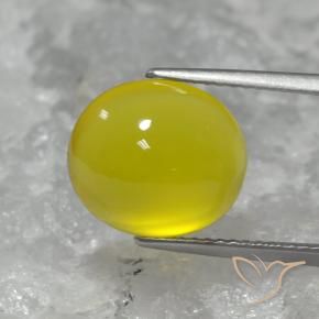 Ágata Amarillo abejorro natural de 5.05 ct, Ovalada, Translúcido