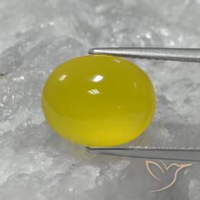 Ágata Amarillo claro medio natural de 4.68 ct, Ovalada, Translúcido