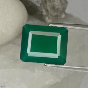 Ágata verde natural de 3,79 ct, corte esmeralda, translúcido