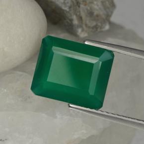 Ágata verde natural de 3,79 ct, corte esmeralda, translúcido