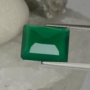 Ágata verde natural de 3,79 ct, corte esmeralda, translúcido