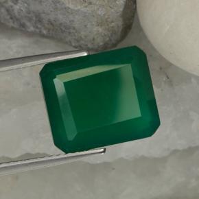 Ágata Verde medio natural de 5.12 ct, corte esmeralda, Translúcido