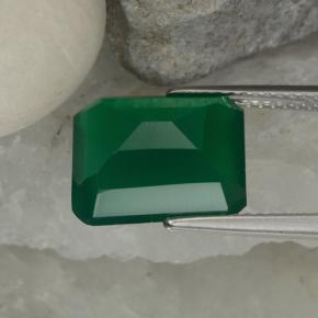 Ágata Verde medio natural de 5.12 ct, corte esmeralda, Translúcido