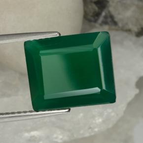 Ágata verde natural de 5,13 ct, corte esmeralda, translúcido