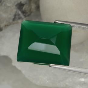 Ágata verde natural de 5,13 ct, corte esmeralda, translúcido
