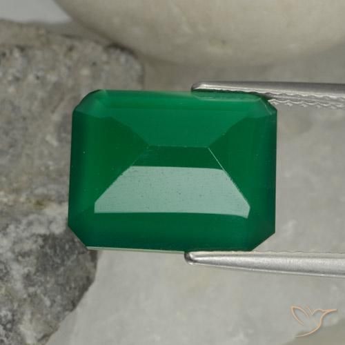 Ágata Verde amarillento natural de 4.95 ct, Corte Octágono / Esmeralda, Translúcido